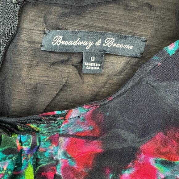 Broadway & Broome Silk Dress Women's Size 0 Abstract Floral Colorful Pleated - Picture 7 of 11